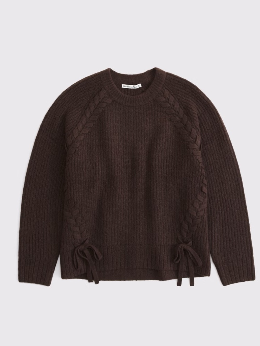 Abercrombie dad lace up brown crewneck sweater size medium BNWT
